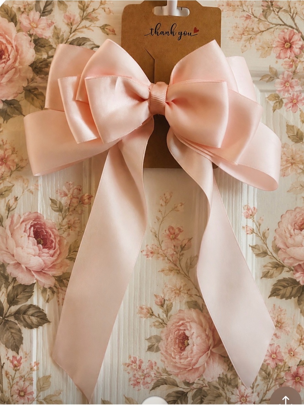 Satin Large Bow Hair Clip - Pink -